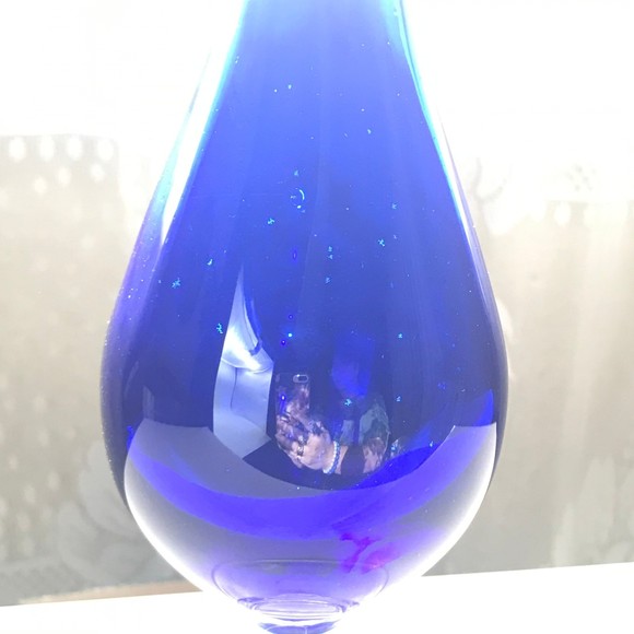 Vintage Royal Gallery Italian Lead Crystal Jessica Cobalt Blue Glass Vase 1997 - Picture 4 of 12